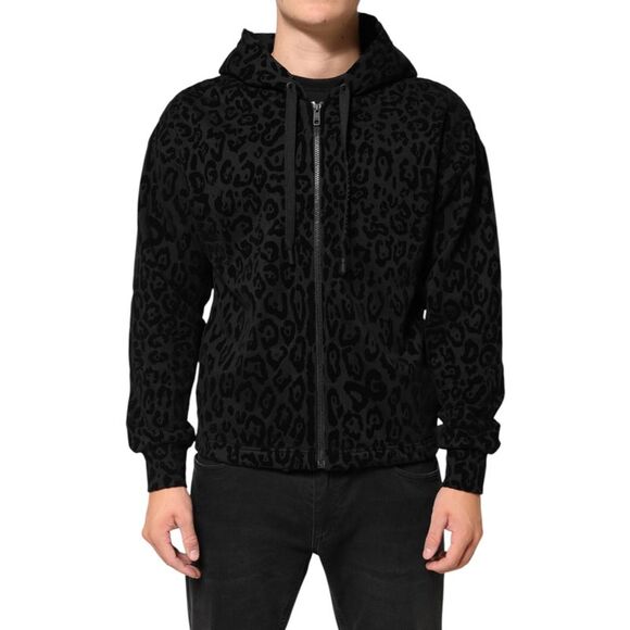 Dolce & Gabbana Black Cotton Hooded Full Zip Bomber Men's Jacket (Pre-Owned)